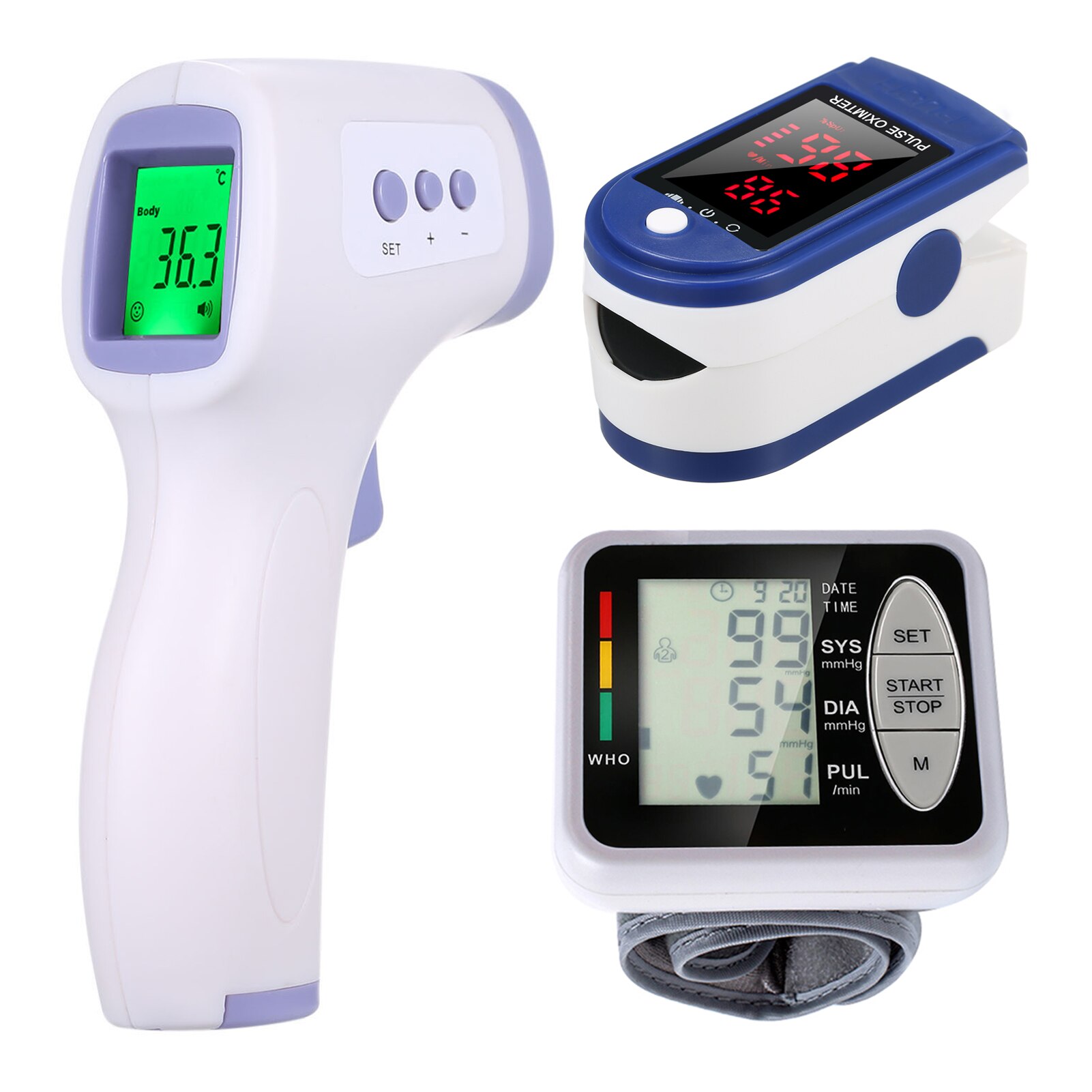 Oxymetre Oximetro Pulse Oximeter Blood Oxygen Monitor Pulse Oxygen Saturation Monitor Pulsoksymetr Thermometer Sphygmomanometer: Type 3