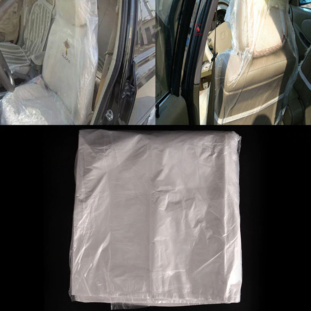 10pcs Car Disposable Plastic Transparent Seat Protective Covers Garage One-Off PVC Cover Accessories Auto Parts Car Seat Cover