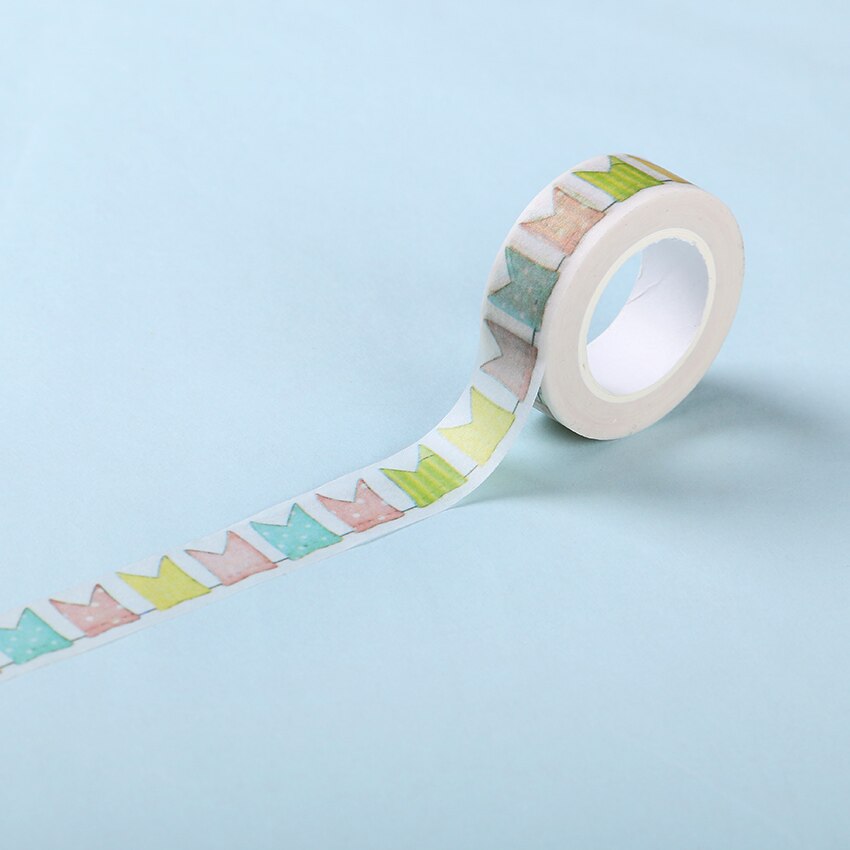 1pc söta kawaii färgade flagga washi dekoration självhäftande tejp klistermärke skola kontorsmaterial