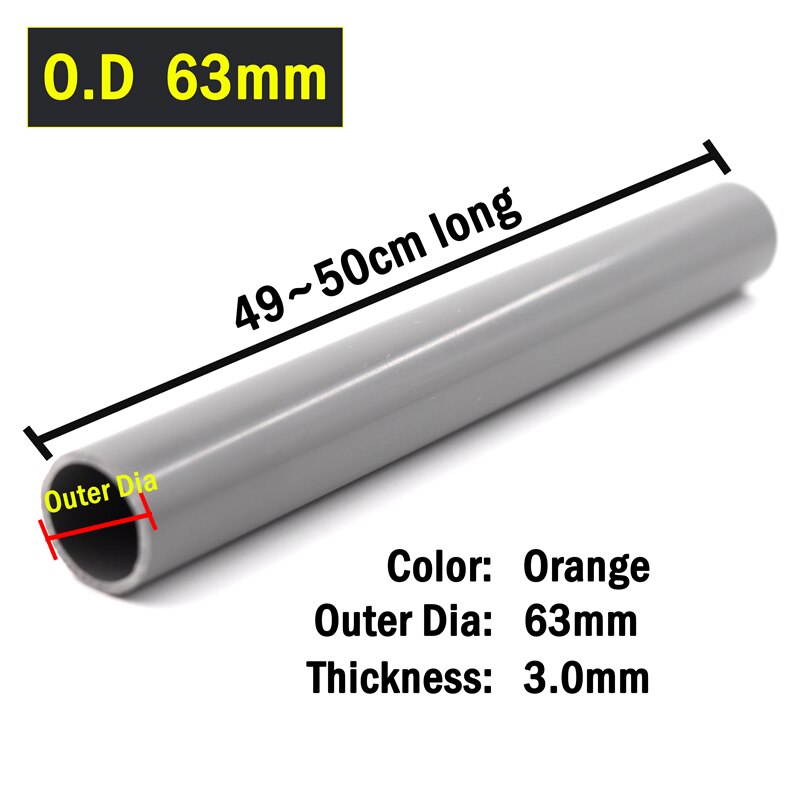 O.D 20～110mm Plastic PVC Grey Pipe 49-50cm Length Garden Irrigation Accessories Tube Aquarium Tank DIY Fitting Water Suppliers: O.D 63mm