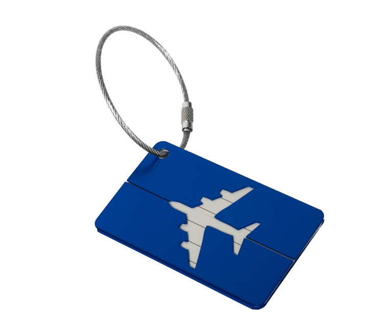 Aluminium Alloy Luggage Tags Plane shape Baggage Name Tags Suitcase Address Label Holder Travel Accessories: blue