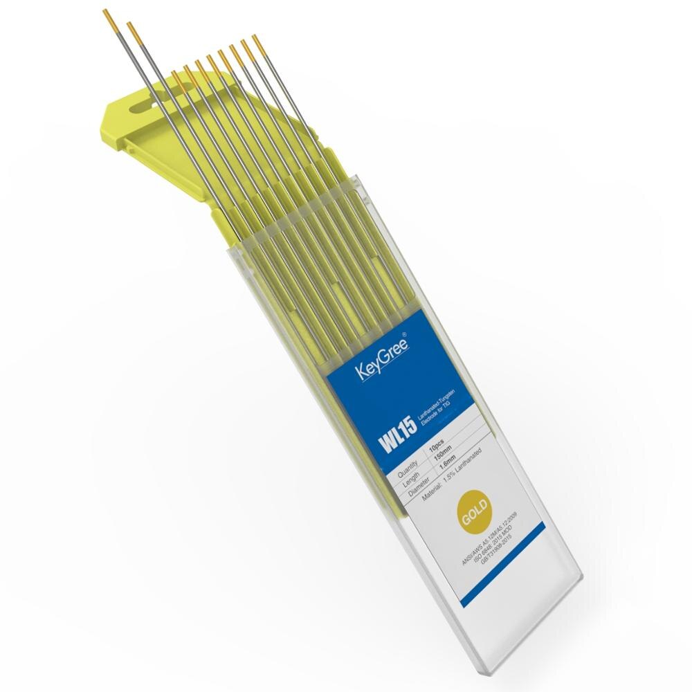Électrode professionnelle de tungstène de KeyGree 1.6mm * 10 longueur: tige de TIG de 150mm pour la Machine de soudure de TIG/torche de TIG: WL15-1.6