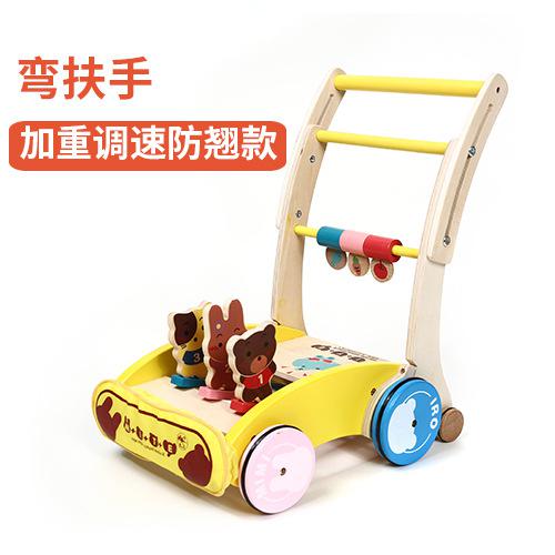 Wooden Multi-functional Infant Walking Assistant Trolley Wooden Baby Toy Car: B