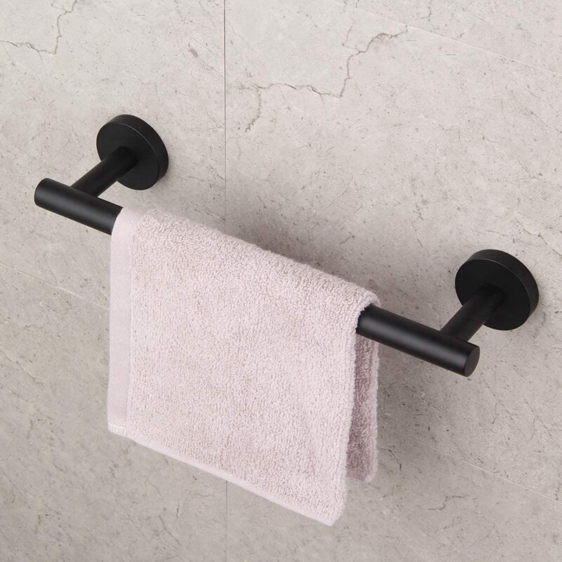 Bathroom Rack Set 3 Piece Set Stainless Steel Bathroom Wall-Mounted Towel Rack Toilet Paper Holder Bathrobe Hook, Black
