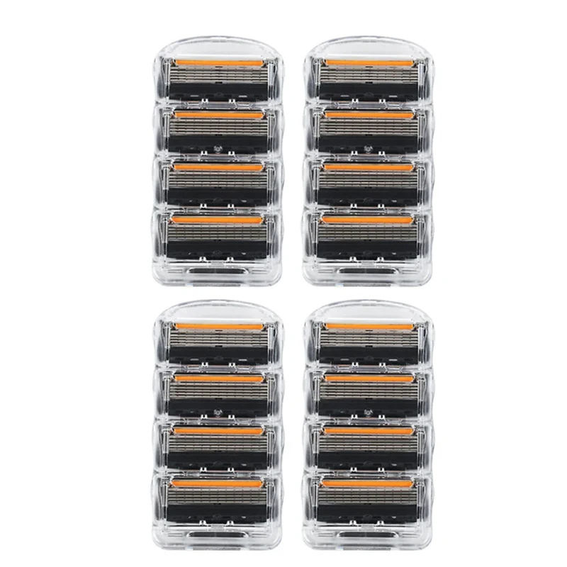 5 Layers Manual Shaver Razor With 4 Replaceable Heads Blade Brand universal Handle & Head: black