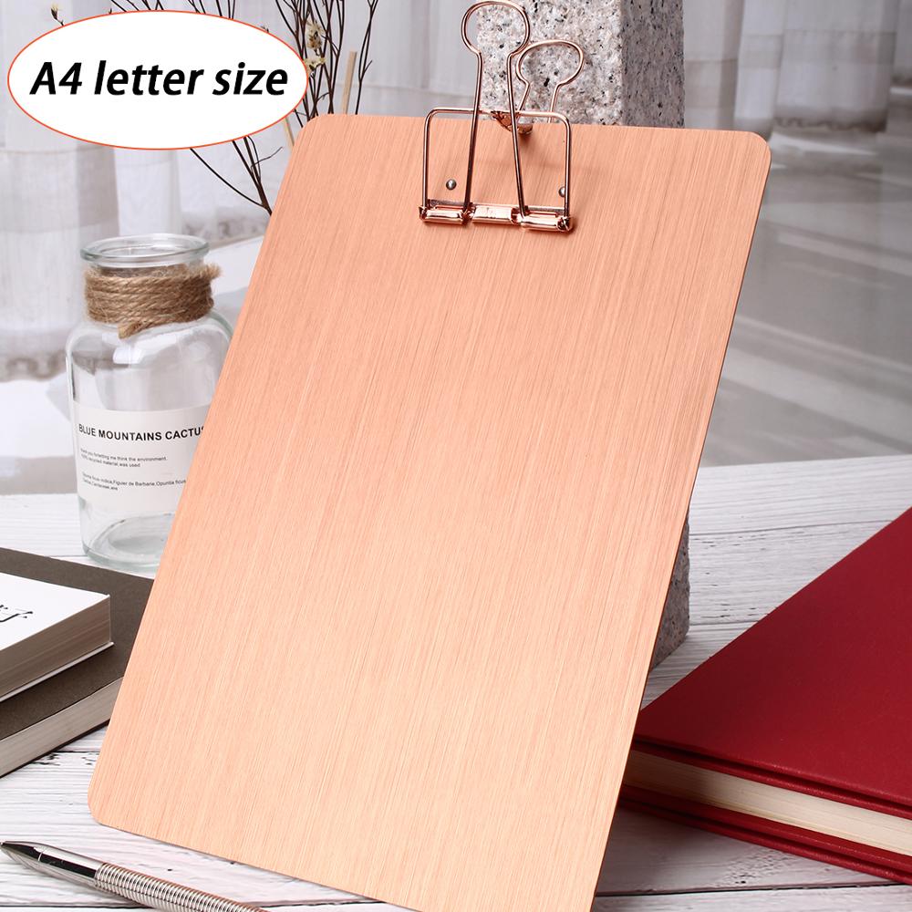 writing board clip aluminum alloy color menu A4 writing clipboard: Rose Gold