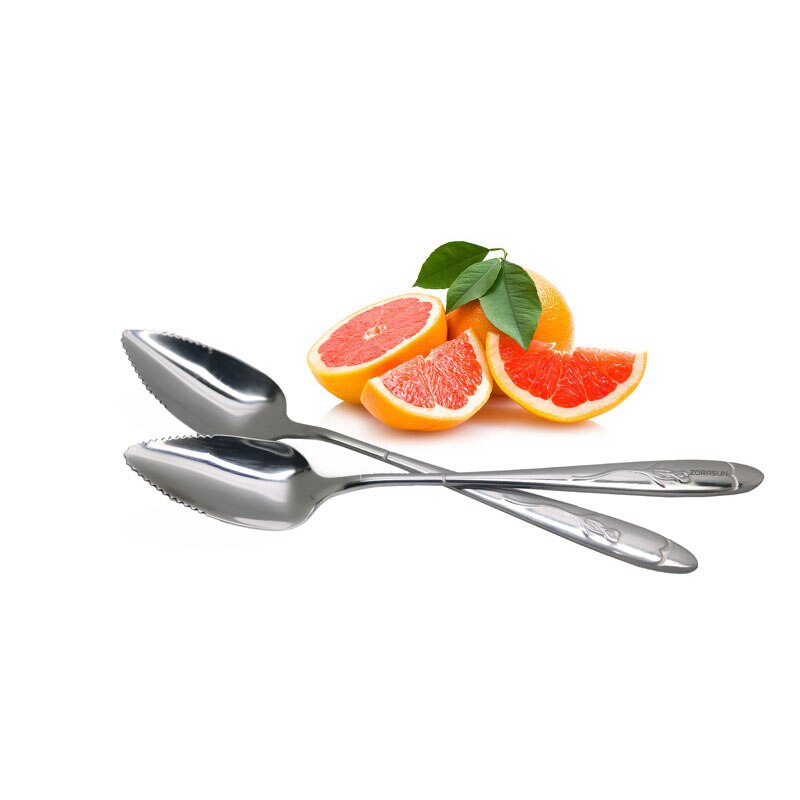 2PCs Fruit Grapefruit Spoons Stainless Steel Grapefruit Spoons 17cm Long Handle Fruit Spoon Fork