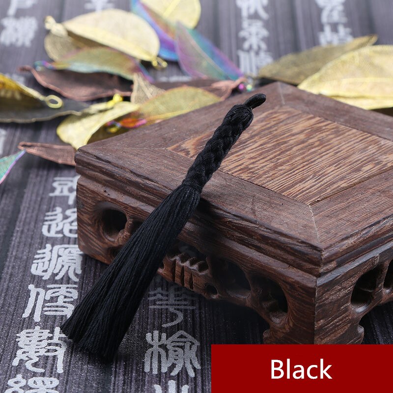 5PCS Mini Hemp Flower Tassel Jewelry Curtain Garments Decorative Accessories DIY Key Cell Phone Bag Fringe Trim Tassels Pendant: Black