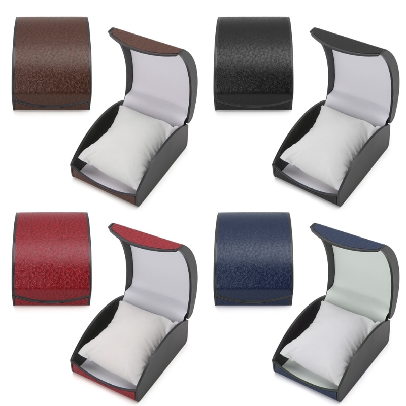 4 färger lyx klocklåda fall klockor hållare display förvaring för smycken armband konstläder hållare