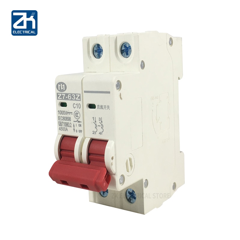 Mini Disyuntor Solar De 2P Cc 500V 1000V, 6A, 10A, 16A, 20a, 25a, 32A, 40A, 50A, 63A Dc, Mcb Para Sistema Pv