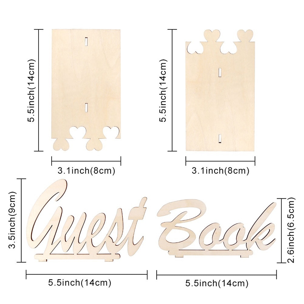 Rustic Wooden Wedding Guest Book Sign Board Birthday Baby Shower Guest Sign-in Book DIY Table Decoration Party Accessories