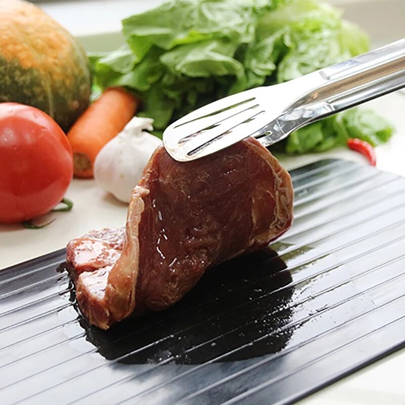 Bandeja para descongelar carne de pescado, utensilio de cocina de aluminio y silicona, descongelación natural, placa de descongelación rápida,