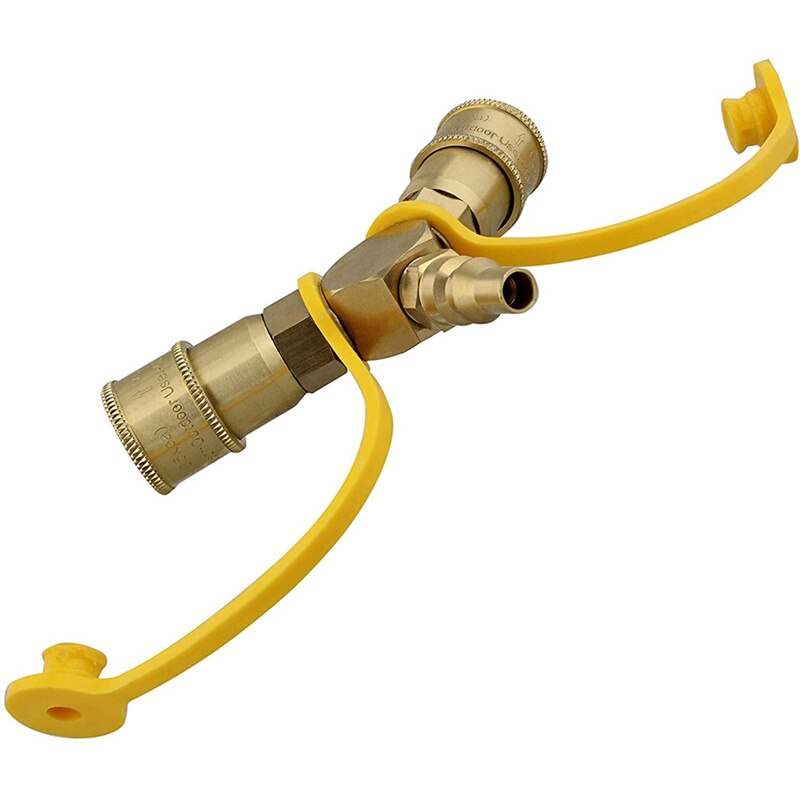 1/4In Propane Tank Adapters LP Gas Line Splitter 2 Way Hose Tee Y Propane Splitter - 2 Propane Quick Connect Ends