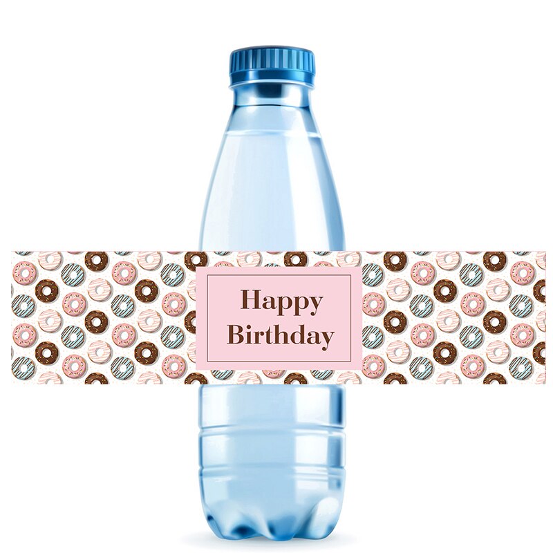 10pcs Donut Party Bottle Stickers Birthday Donut Grow Up Sweet Happy Birthday DIY Decoration Label Stickers Party Favor Packing: C