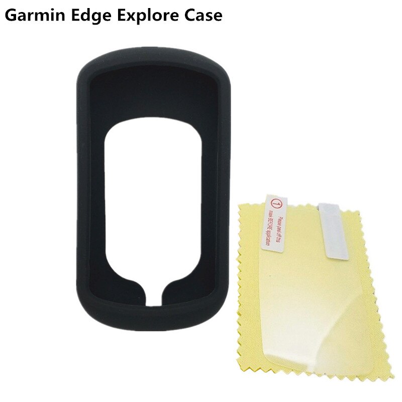 Generieke Bike Gel Skin Case &amp; Screen Protector Cover Voor Garmin Edge Verkennen Gps Computer Zwart Case Voor Garmin verkennen