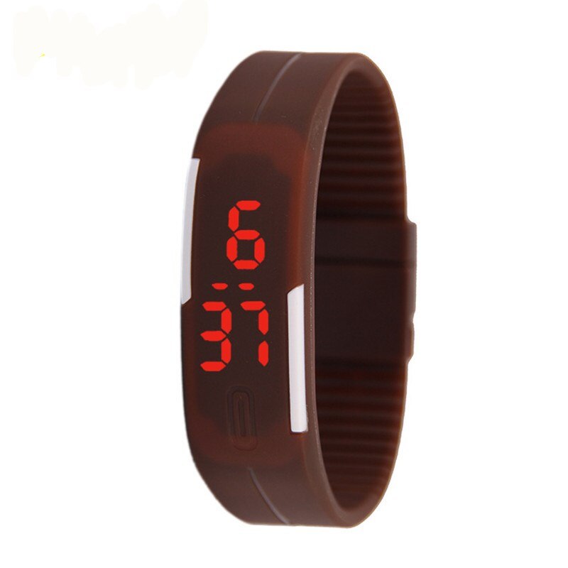 Led digital sport børne ur slik farve børn børn ure fødselsdag til drenge piger ur gummi led børn ure: Brun