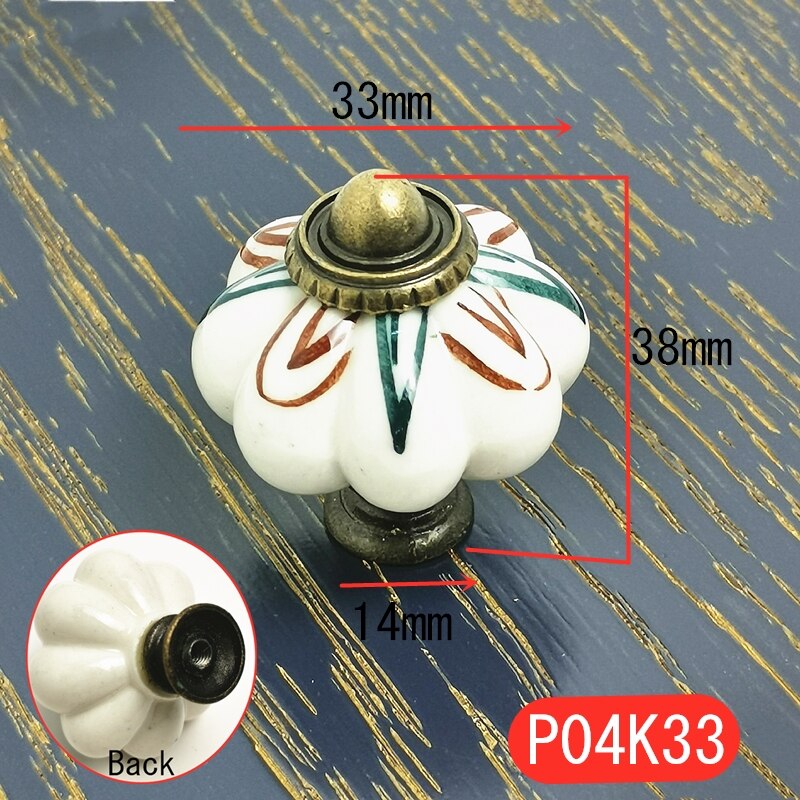 5PCS Hand Painted Ceramic Cabinet Knobs Drawer Cupboard Door Handles Wardrobe Children Room Pull Furniture Handle: P04K33