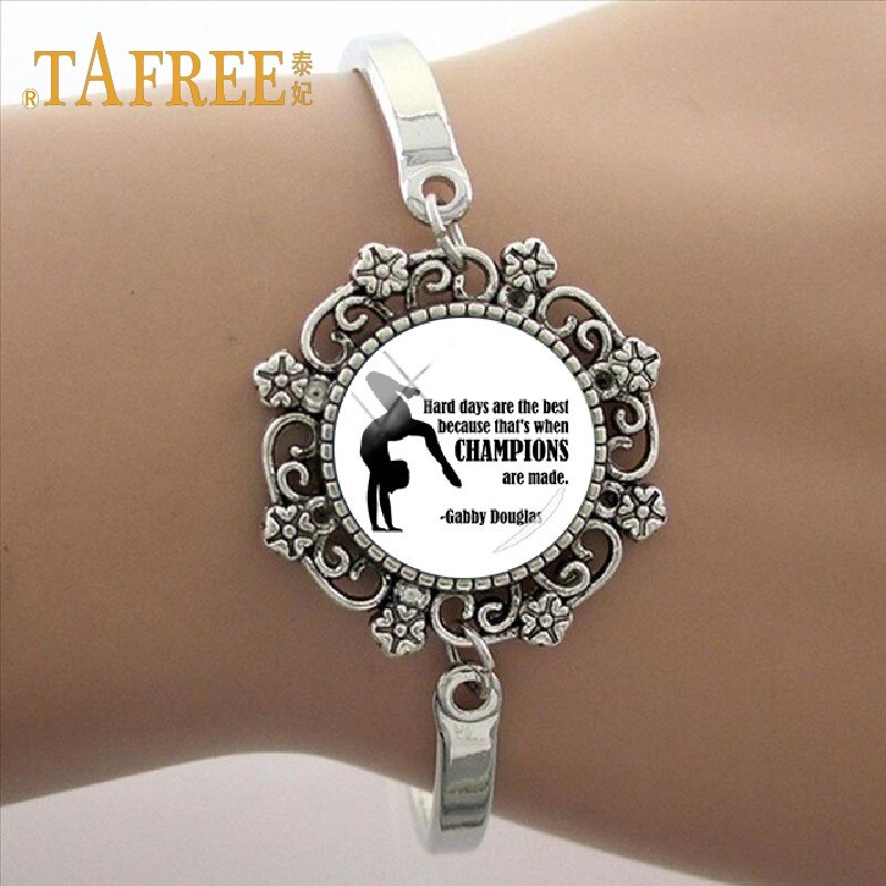 TAFREE Good bracelet Lace like gymnastics art photo Glass Dome Bracelet sport Charm Women's GY020: GY034