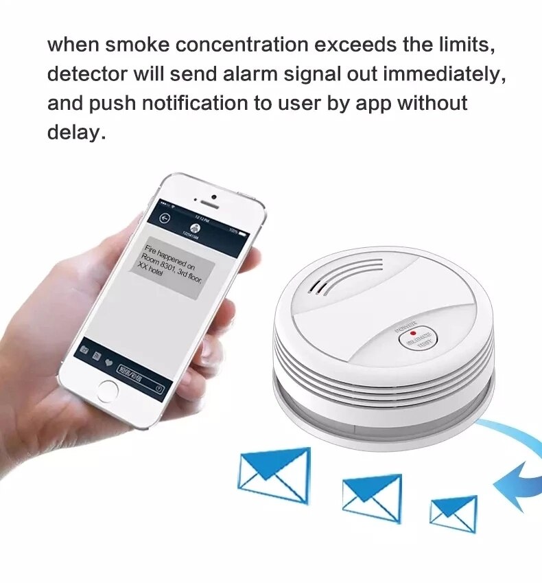 Tuya-Detector de humo Wifi, sistema de alarma contra incendios para casa y oficina, alarma de seguridad portátil
