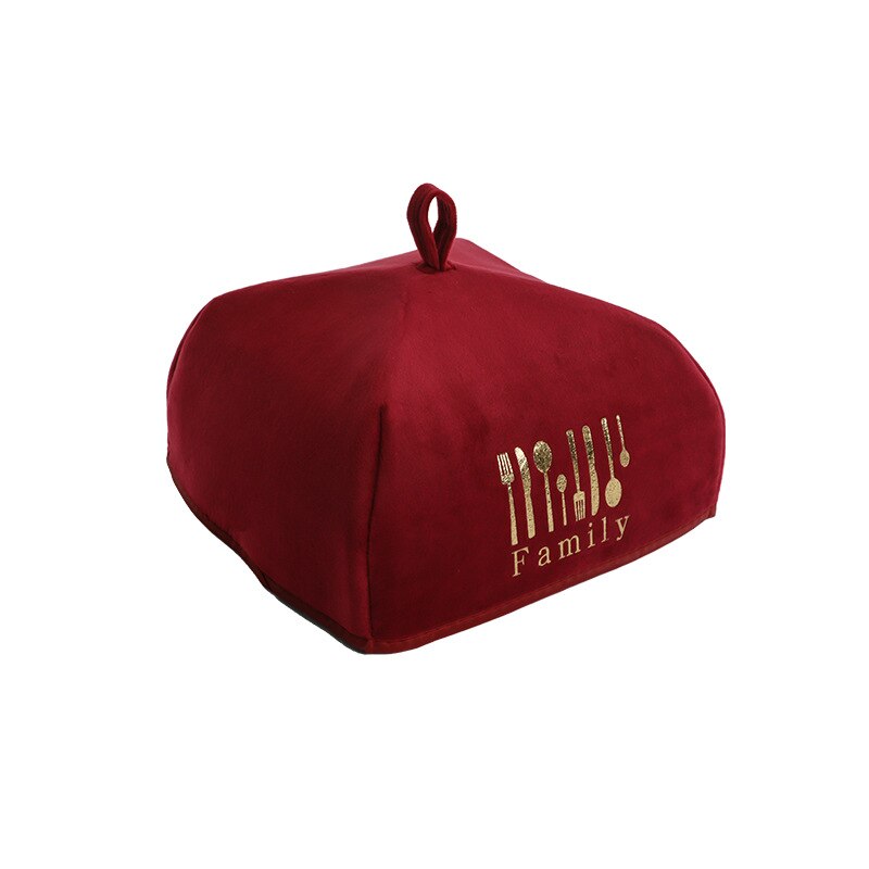 Dish Cover Household Fold Dish Cover Meal Insulation Dish Cover Winter Dish Leftovers Preservation Food Cover kichen gadget: Wine-red-S