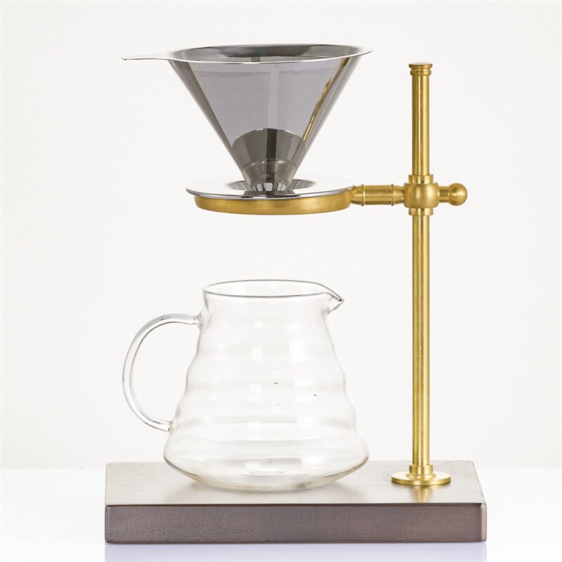 Reusable Coffee Filter 304 Stainless Steel Cone Coffee Filter Baskets Mesh Strainer Pour Over Coffee Dripper With Stand Holder
