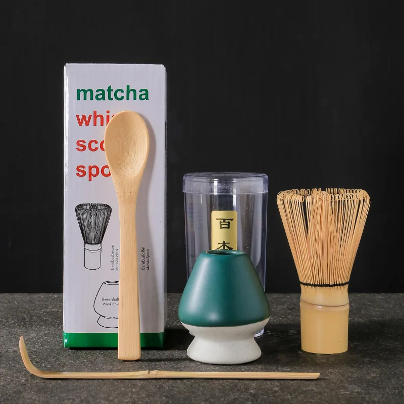 4Pcs Maccha Blender Pak Handgemaakte Bamboe Blender Theelepels Agitator Ondersteuning Japanse Matcha Blender Past Japanse Thee Set: Donker Kaki