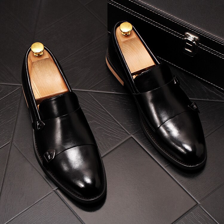 British gentleman charming glossy buckle flat shoes for men oxford Male wedding dress prom Homecoming shoes zapatos de novio