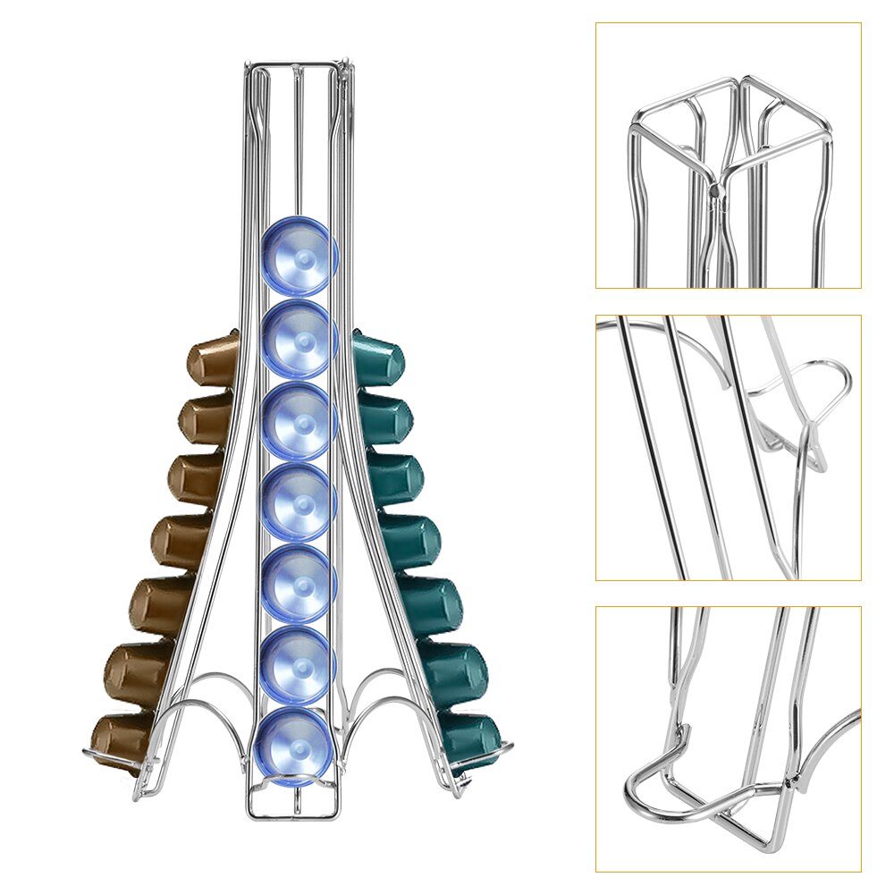 Jern kaffepuder holder kapselholder til 32 kaffepuder til nespresso kapselholder hjemmebutik kontor kaffegrej
