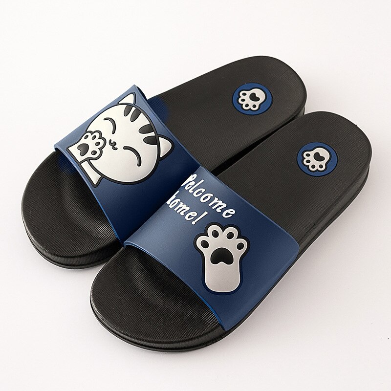 Sommer tøfler kvinner sko utendørs sklisikre åpen tå flip flops strand lysbilder sandaler tegneserie hjemme tøfler søt katt kvinne