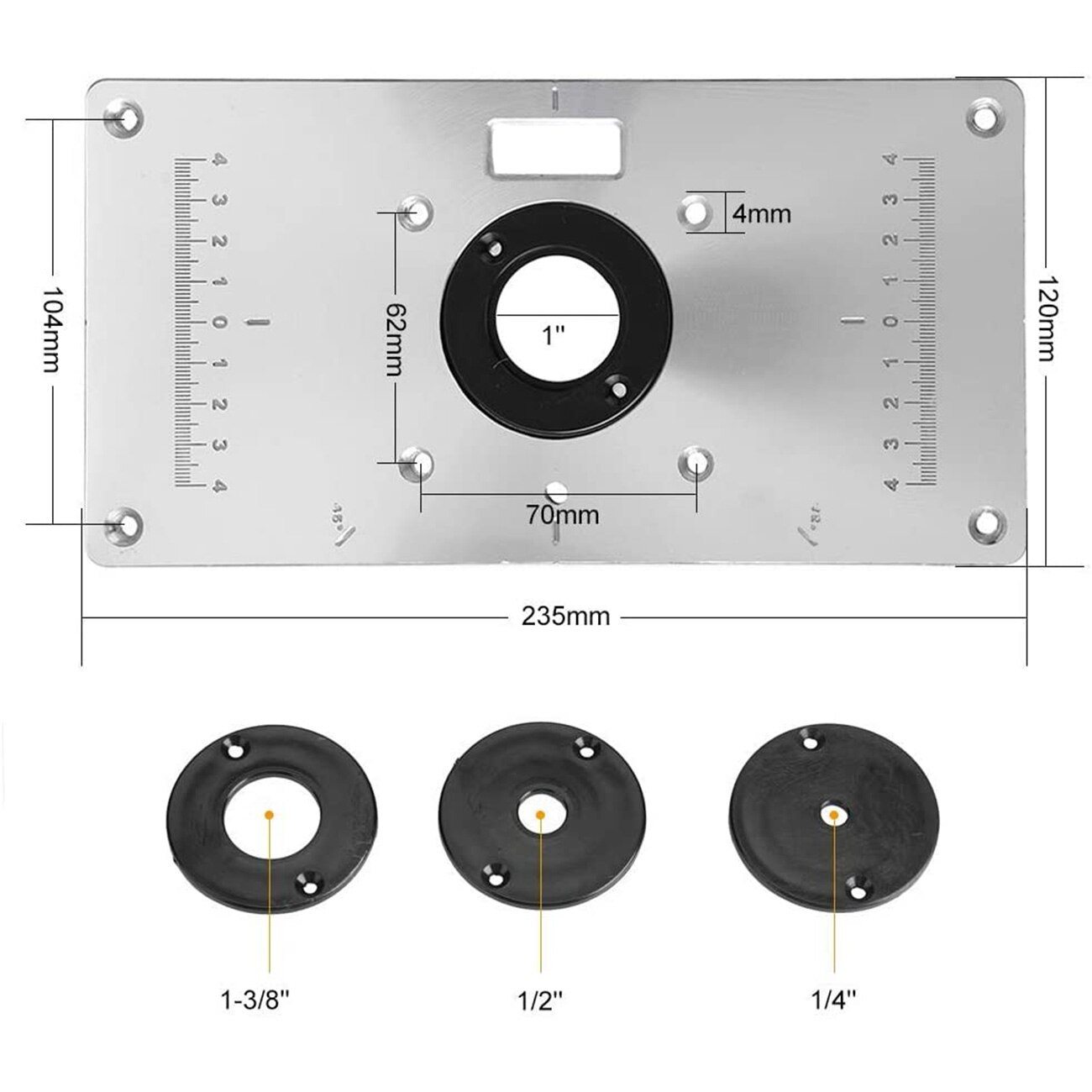 1 Set Multifunctional Aluminium Router Table Insert Plate Woodworking Benches Wood Router Trimmer Models Engraving Machine Tools