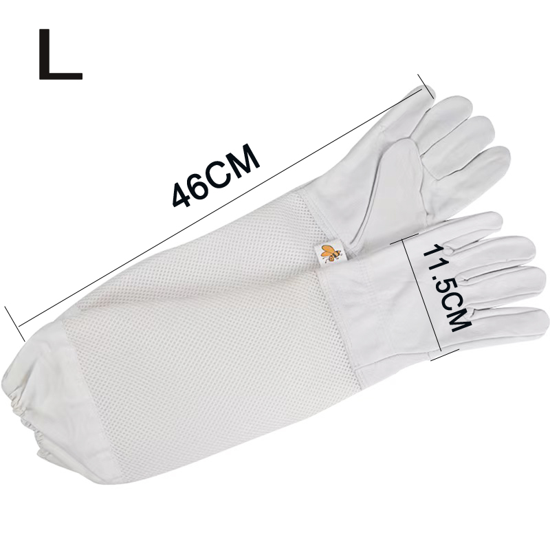 Luvas de apicultor mangas protetoras ventiladas profissional anti abelha para apicultura apicultor evitar ferramentas colmeia: Cinza claro