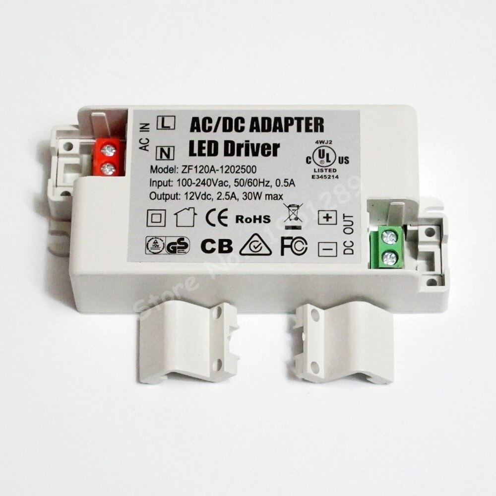 30W 2500mA MR16 MR11 LED Driver AC/DC Adapter Transformer Input AC 100V-240V Output DC 12V For LED spotlight and LED strip