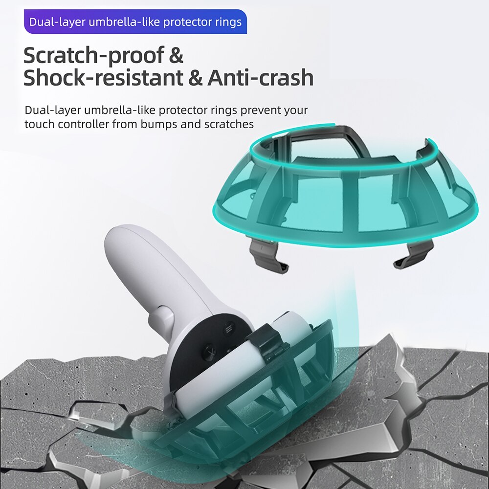Vr-headset-griffschutzhülle für oculus quest 2, zubehör, kollisionsbeständiger, zweilagiger ringschutz