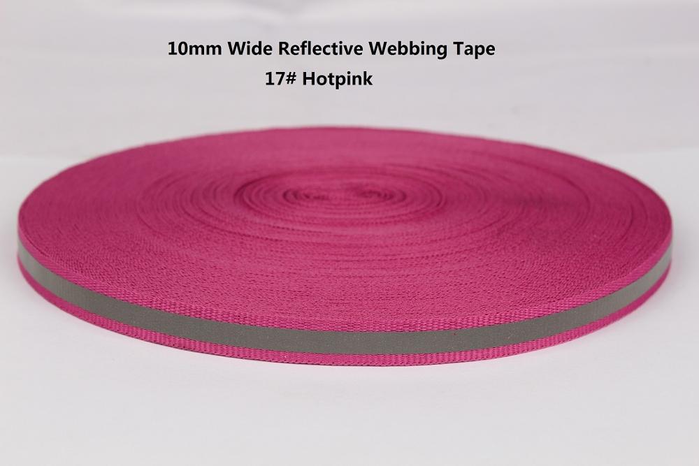 10mm breed reflecterende lint singels voor veilig product garment tassen schoenen DIY riem zwart grijs orange rood blauw groen roze geel: 17 hotpink