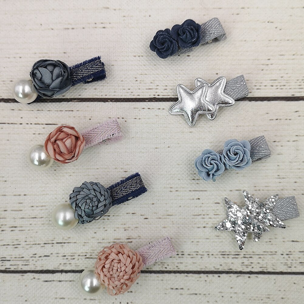 Girls Pearl Hair Pins Korean Hair Accessories Princess Headdress Sequins Flower Barrette Stick Hairpin Kids Sweet Hair Clip