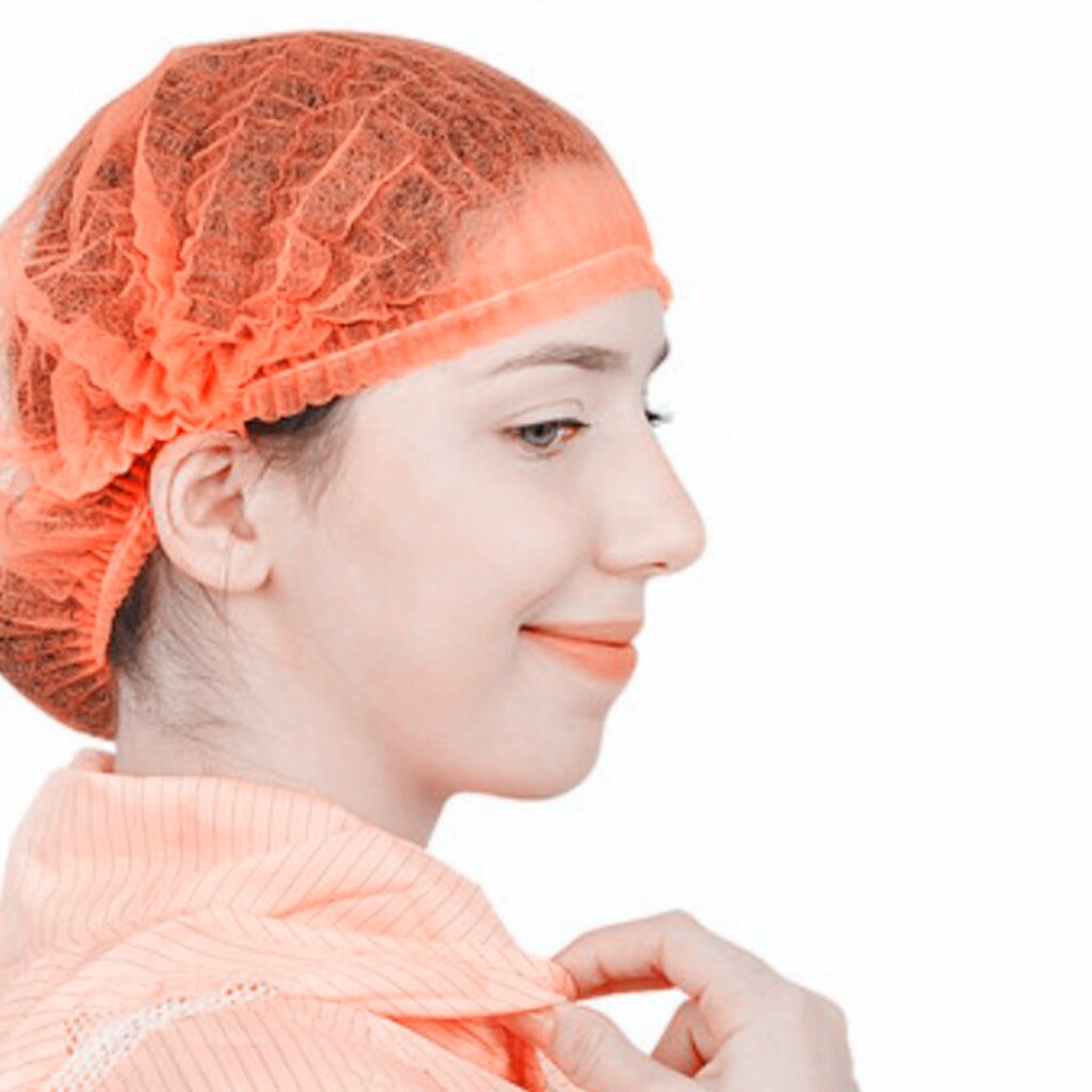 100x engångsmössa mössa hårnät mössor huvudöverdrag frisörsalong kök restaurang engångs non-woven huvudöverdrag hatt elastisk