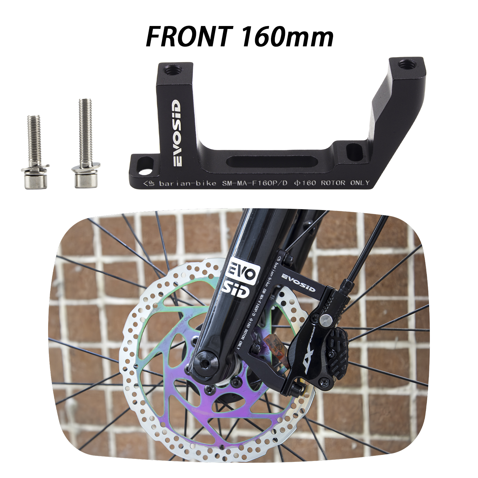 EVOSID Disc Brake Mount Adapter A B Fork Frame Adapter Road Bike Disc Brake Post Mount Caliper Flat Mount Adapter 160mm Rotor: WHITE