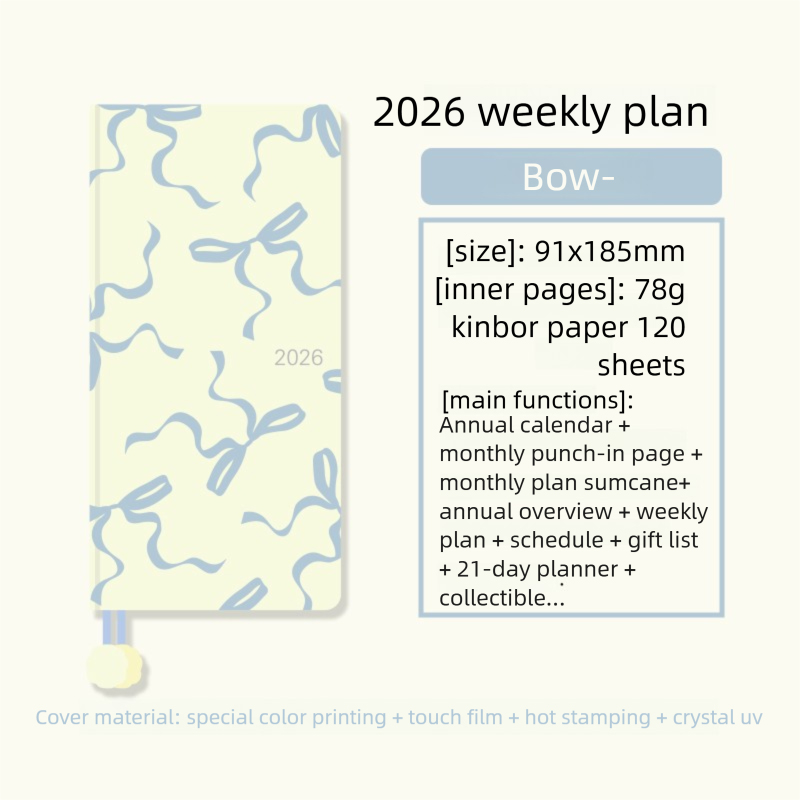 Kinbor Weekly Planner Notebook UnDated Agenda Schedule Daily Monthly Journal Book Portable Record Diary Plan Notepad Stationery: Navy Blue