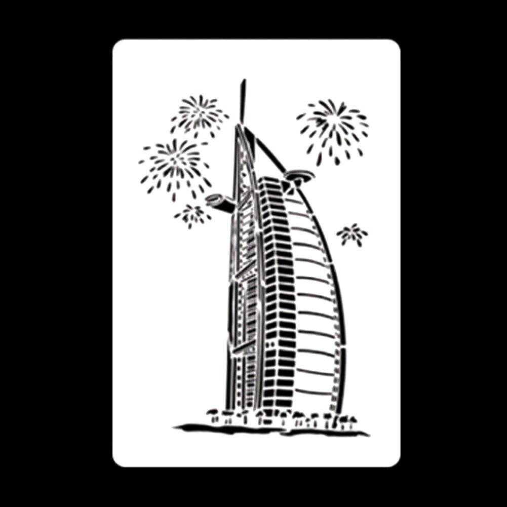 Hollow Flower Template DIY Architecture Series Painting Template Openwork City A4 Lace Ruler Template Student Supplies: Sailing hotel