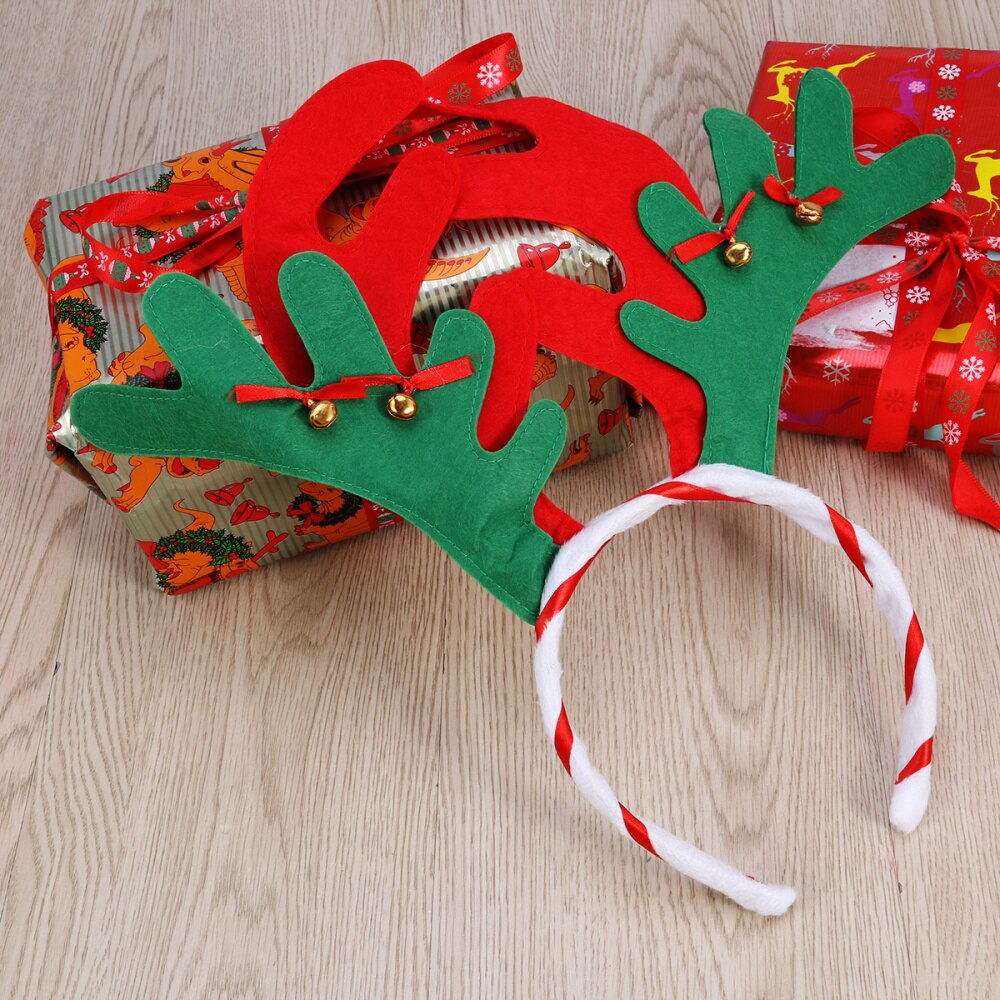 Reindeer Antler Hair Hoop Christmas Kids Headband Headwear for Children Christmas Costume Party (Red)