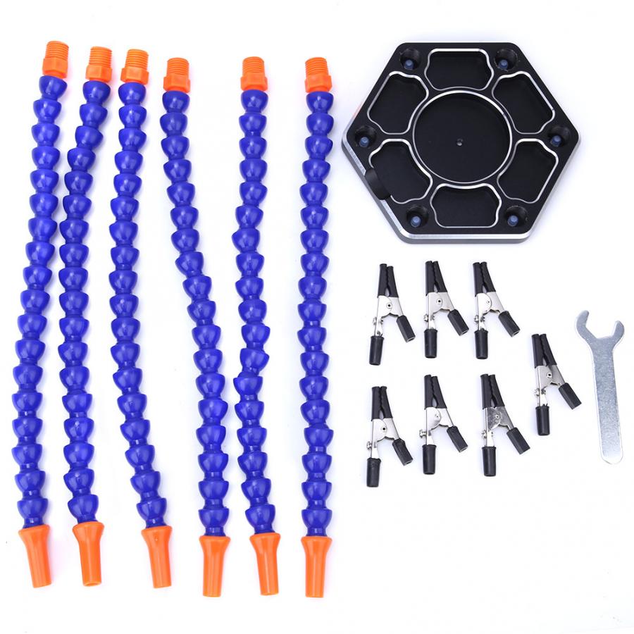 Soldering Helping Hand 6 Adjustable Flexible Arms Welding Table Clamp PCB Holder Stand Clip Soldering Third Hand Repair Aid Tool