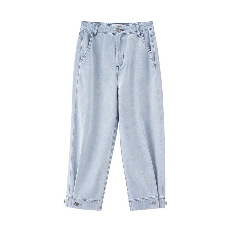 Inman Zomer Leisure Tint Wassen Verstelbare Broekspijpen Enkellange Jeans: 30