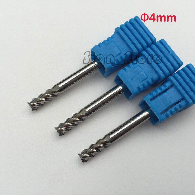 5 stks End Mill Drie 3 Fluit Aluminium Cutter CNC Graveren Bit Endmill frees SHK 4mm CED 4 CEL 10mm Lange 50mm