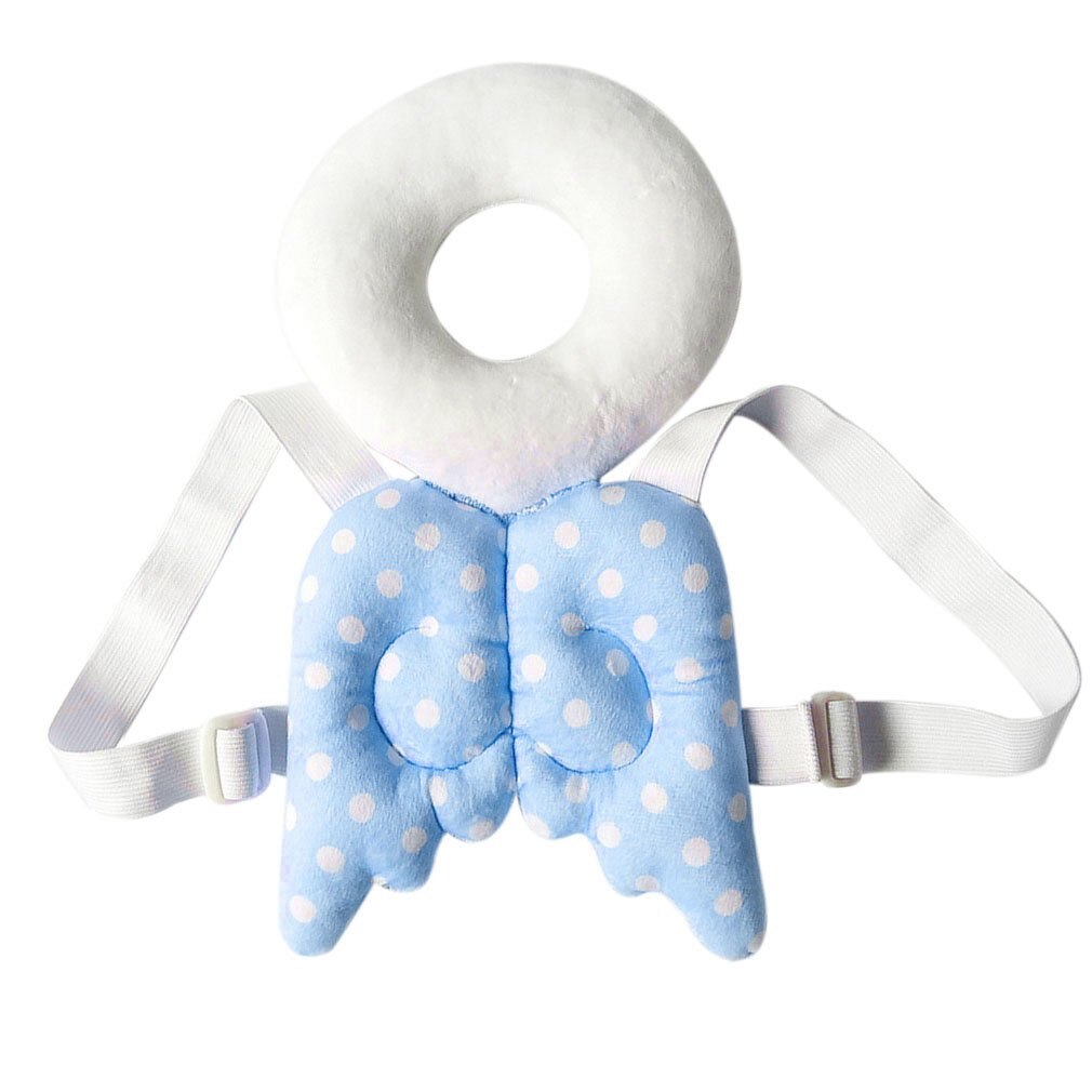 Coton bébé tête Protection coussin enfant en bas âge appui-tête cou mignon ailes soins infirmiers goutte résistance coussin bébé chute Protection taie d'oreiller: blue