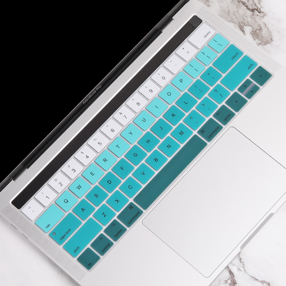 Ons Gradiënt Kleurrijke Silicone Toetsenbord Cover Skin Voor Macbook Pro 13 15 Inch Touch Bar A2159 A1989 A1990 Toetsenbord protector: Gradient Green
