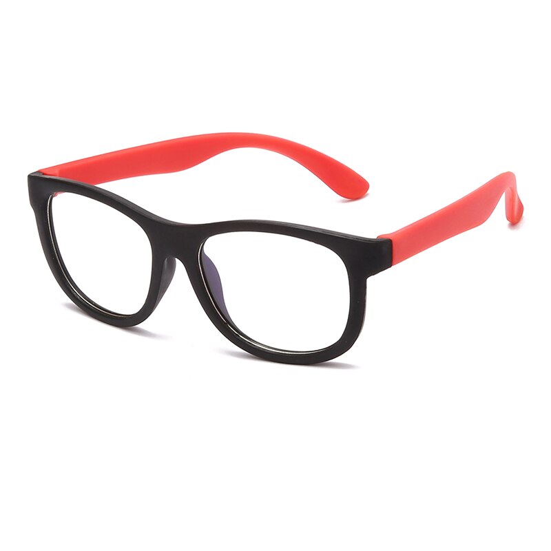 Square Glasses Kids Anti Blue Light Blocking Optical Frame Children Eyeglasses Girl Boy Clear lenses UV400 Anti Glare: black red