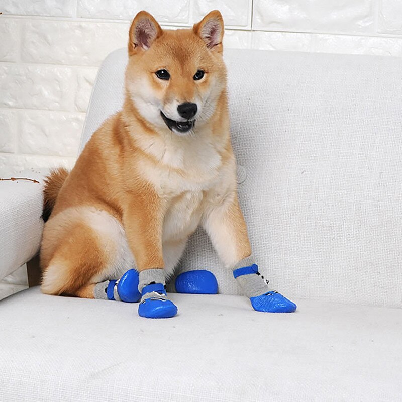 4 Stks/set Sml Size Katoen Hond Schoenen Waterdicht Antislip Hond Regen Snowboots Sokken Schoeisel voor Puppy Kleine Katten Honden