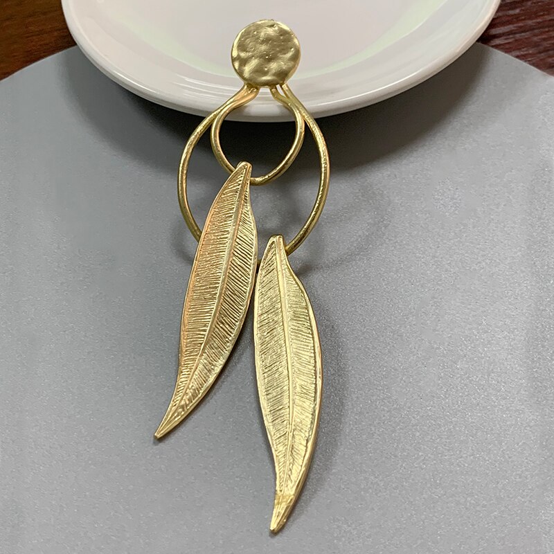 2 large boho feather leaf matte gold charm pendants for diy necklace earrings jewelry making accessories r 114 x 33mm