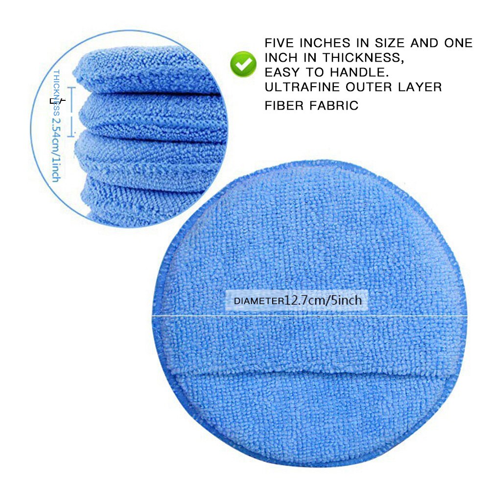 5Inch Microfiber Wax Applicator Pad Diameter Ultra Zacht Microfiber Met Vinger Pocket Auto Polish Wax Breng Remover Buff Pads