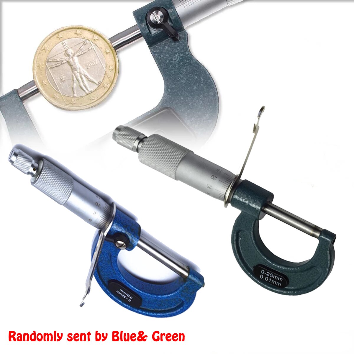 Calibrador Vernier métrico de 0-25mm/25-50mm/50-75mm/75-100mm, 0,01mm, para herramientas de medición, azul y verde, 1 ud., micrómetro exterior